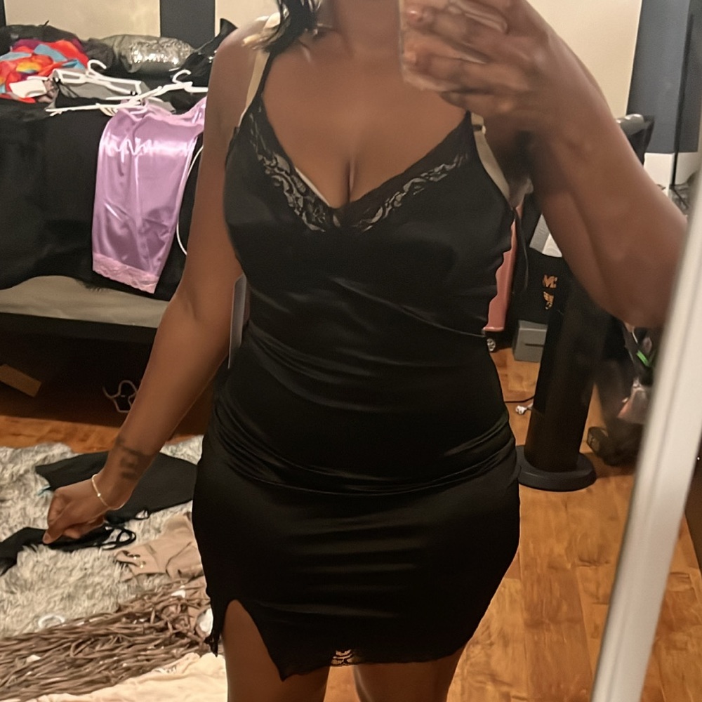 Two colors satin dress